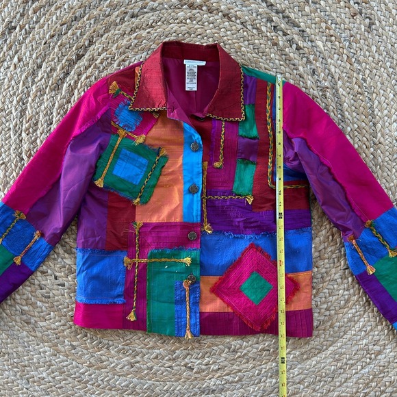Coldwater Creek Vintage Shirt Women S Silk Blend Multi-Color‎ Print 1980's Boxy - Picture 4 of 5
